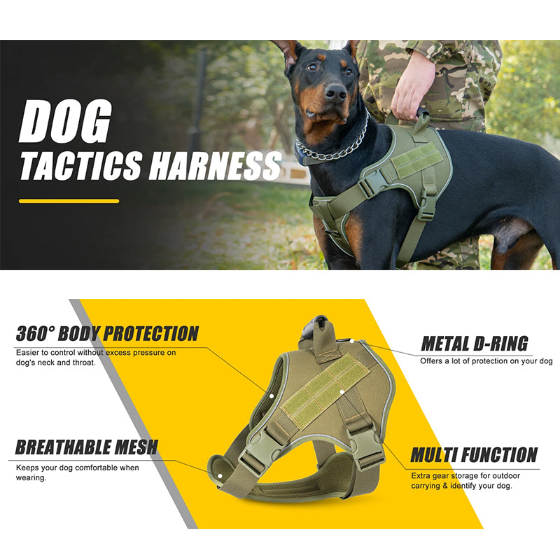 Large Breed Tactical Dog Vest Military Training Harness Molle System Adjustable