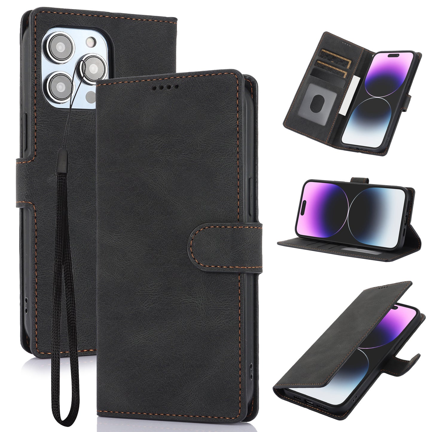 Leather Flip Wallet Case For Apple iPhone 16 15 14 13 12 11 Pro Max Cover Protection