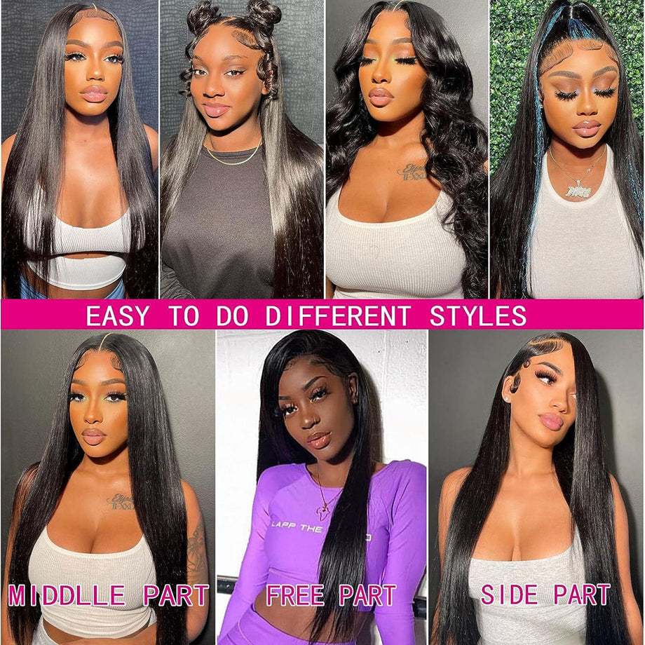 Straight Human Hair Wig Scalp Imitation Top Machine Crafted Lifelike Appearance