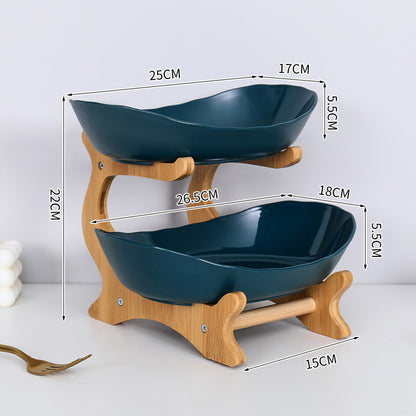 Bamboo Multi-Level Kitchen Fruit Storage Ventilated Countertop Organizer Stand