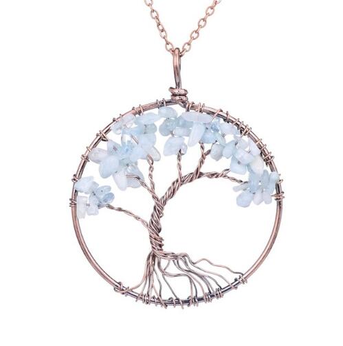 5CM Tree Of Life Crystal Natural Stone Pendant Necklace
