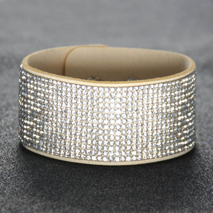 Crystal Bracelet Genuine Leather Bangles Women Jewellery Gemstone
