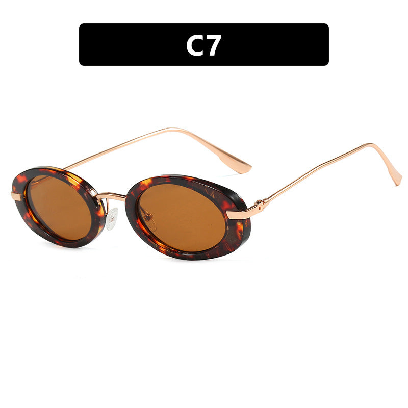Women's Small Frame Oval Retro Sunglasses UV Protection Lightweight Fashion Accessory