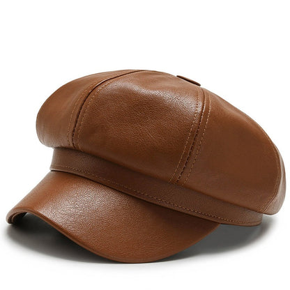 Faux Leather Hat Unisex Baker Boy Cap Newsboy Gatsby Cabbie Fashion Accessory