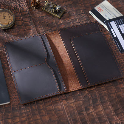 High-Quality Genuine Leather Passport Wallet with ID and Boarding Pass Holder