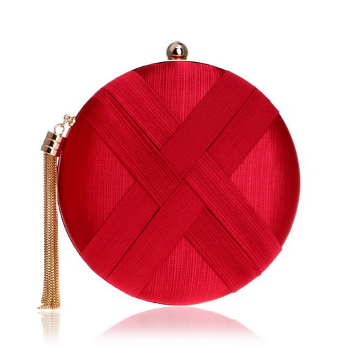 Elegant Satin Tassel Clutch Bag Evening Party Purse Wedding Bridal