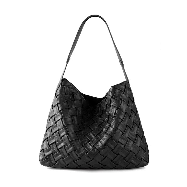 Woven PU Tote Bag - Large Capacity Shoulder Bag, Stylish Handbag for Women