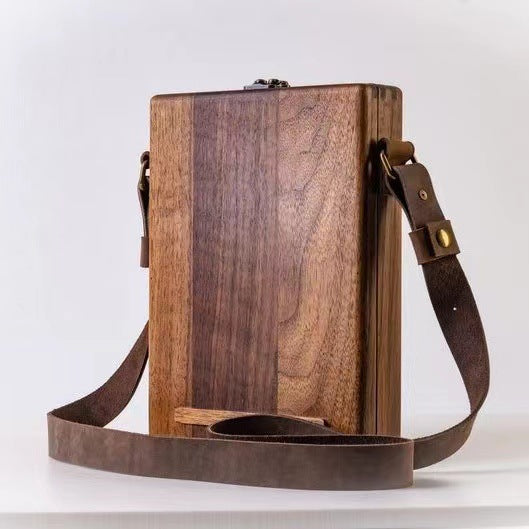 Women's Vintage Style Writer Messenger Satchel Wooden Box Storage Chest Organizer