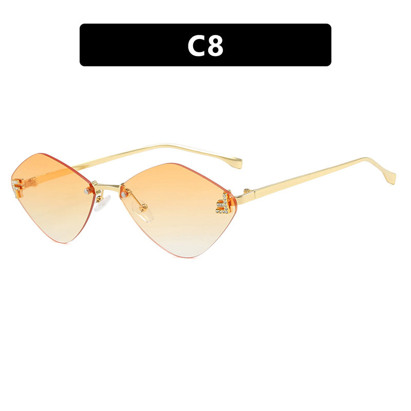 Diamond Shaped Frameless Sunglasses UV400 Scratch Resistant Lenses Sun Protection