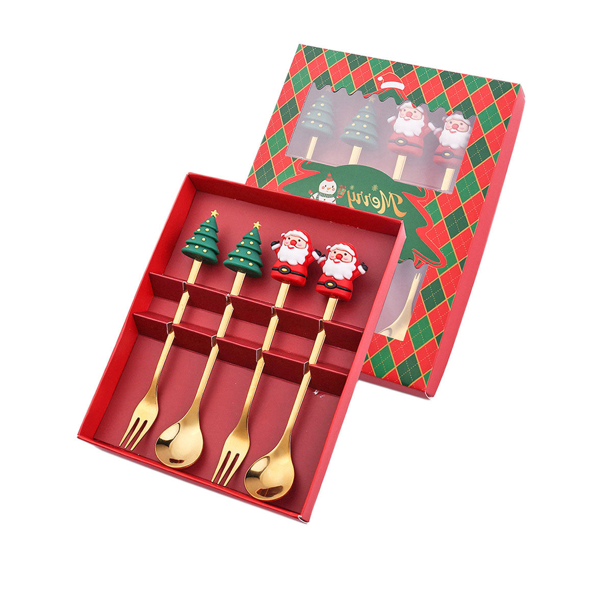 Christmas Gift Tableware Stainless Steel Coffee Spoon Dessert Spoon Fork Set