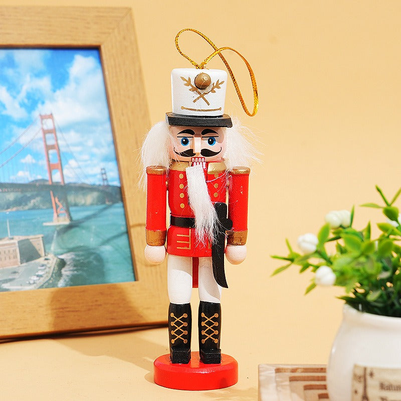 Set of 5 12CM Christmas Nutcracker Doll  Wooden Ornaments for Holiday Decor Tree