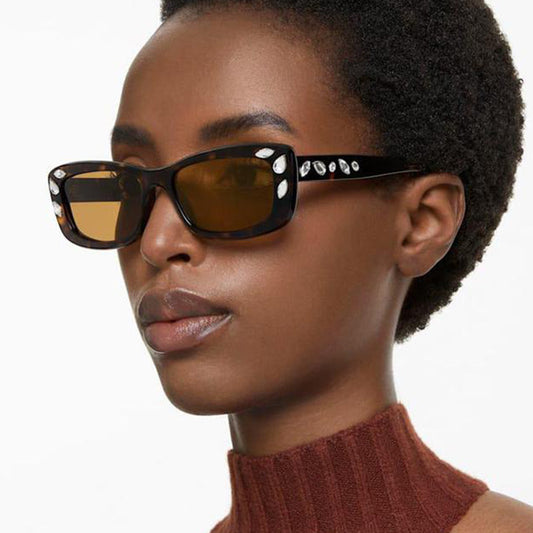 Women's Square Frame Sunglasses Diamond Inlaid UV400 Protection Stylish Eyewear