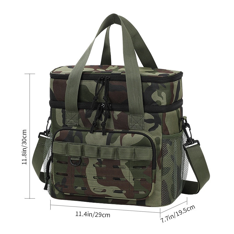 Double Layer Large Capacity Camouflage Shoulder Tote Cooler Bag for Outdoor Use