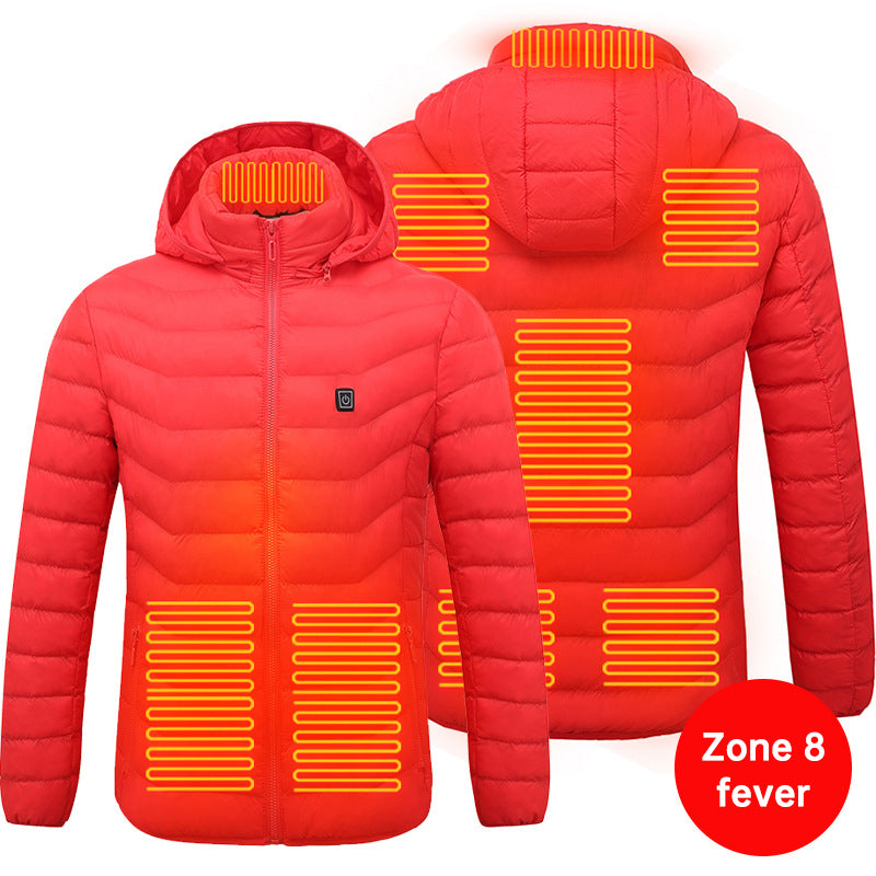 Men's Unisex 8 Zone Electric USB Heated Winter Heater Thermal Jacket Coat