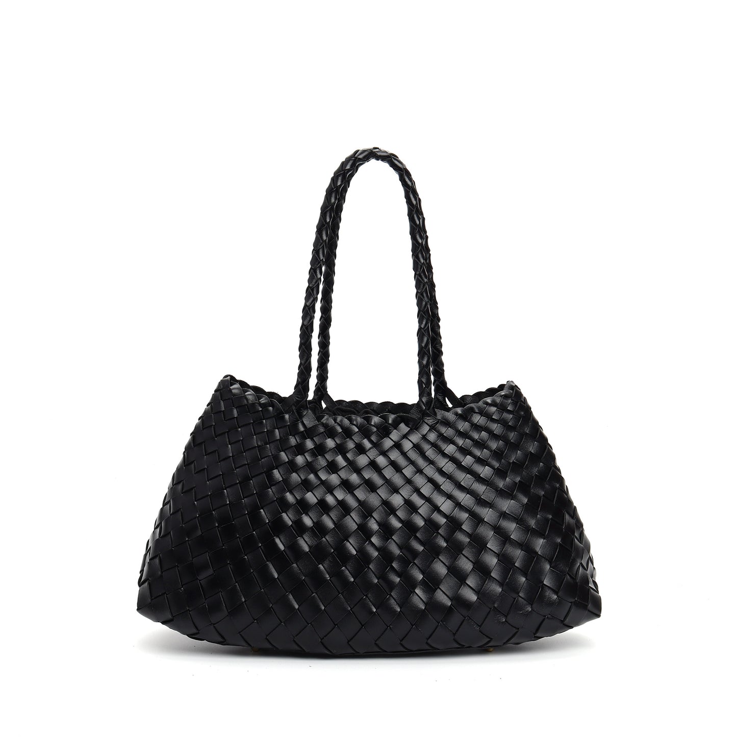 Women's Handmade Woven Leather Shoulder Tote Vintage Style Large Capacity Bag
