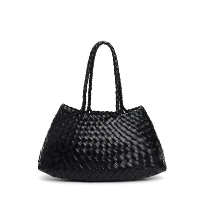 Women's Handmade Woven Leather Shoulder Tote Vintage Style Large Capacity Bag