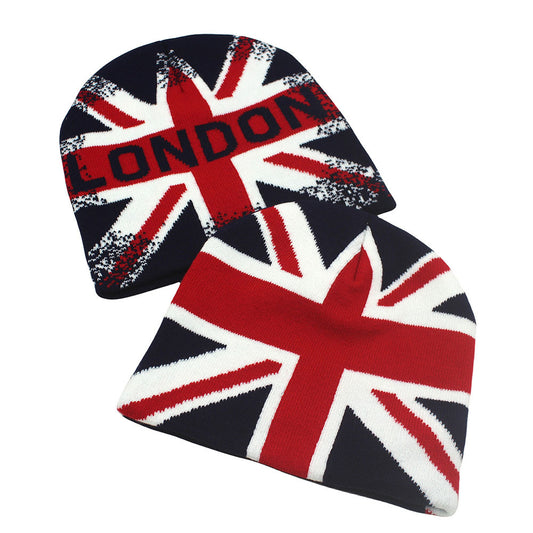 UK Flag Rice Jacquard Knit Beanie Thermal Insulation Winter Cap Climate Guard