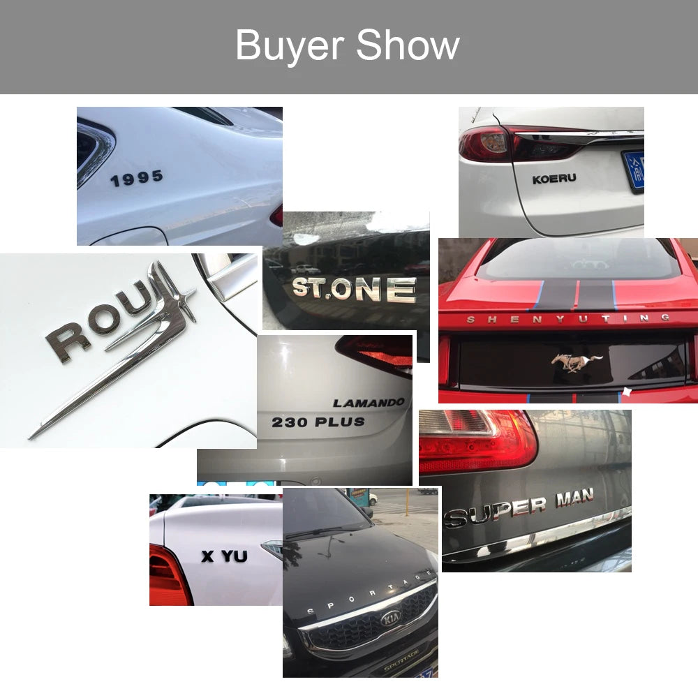 25mm 3D Curved Car Chrome Metal Alphabet Letters Emblem Decoration Stickers A-Z