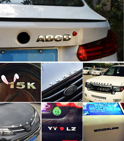 25mm 3D Curved Car Chrome Metal Alphabet Letters Emblem Decoration Stickers A-Z