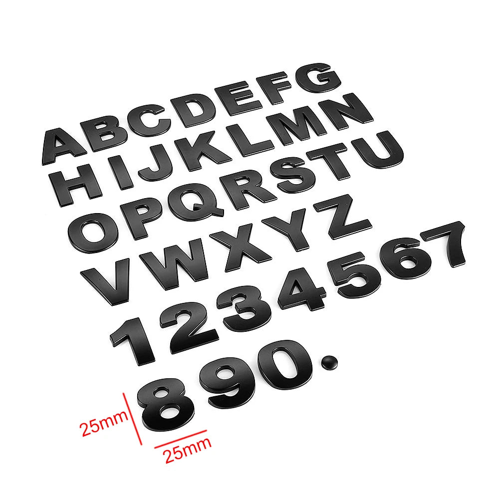 25mm 3D Curved Car Chrome Metal Alphabet Letters Emblem Decoration Stickers A-Z