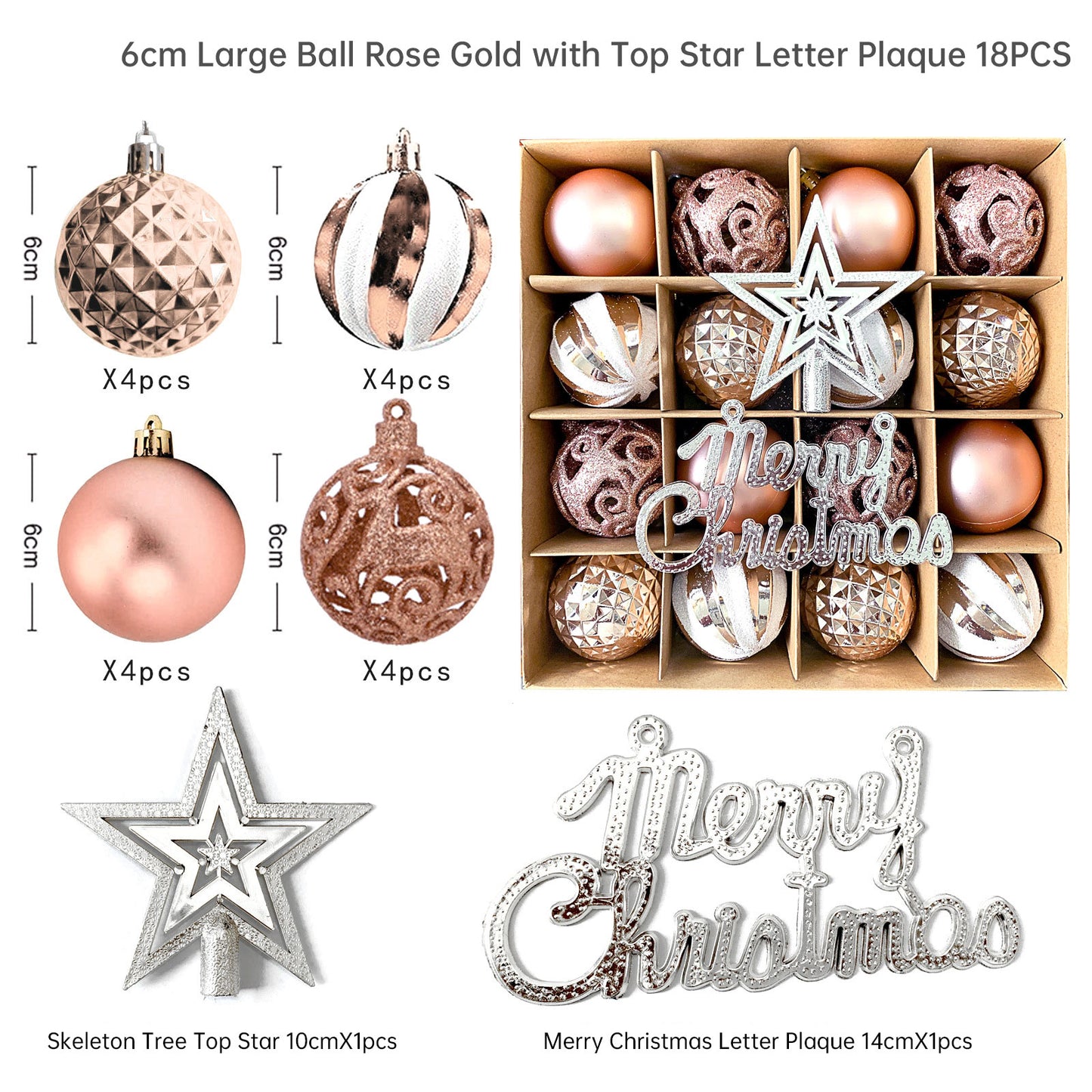 Christmas Tree Ornament Set Premium Bulk Pack Collection Assorted Designs Xmas