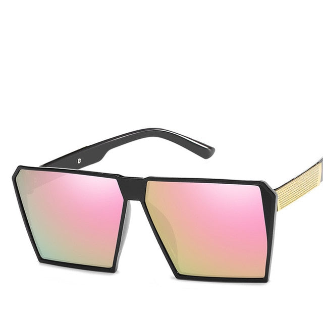 Unisex Reflective Oversized Square Sunglasses UV400 Full Coverage Lightweight