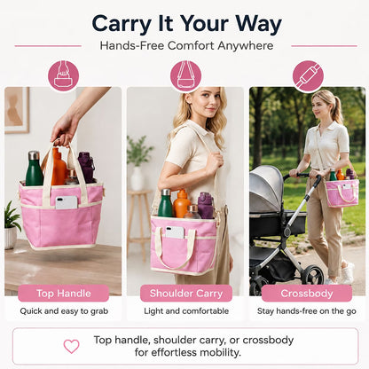 4 Compartment Drink Carrier Bag Adjustable Shoulder Strap Front Pocket Nylon