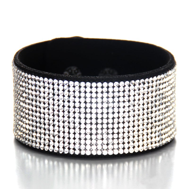 Crystal Bracelet Genuine Leather Bangles Women Jewellery Gemstone