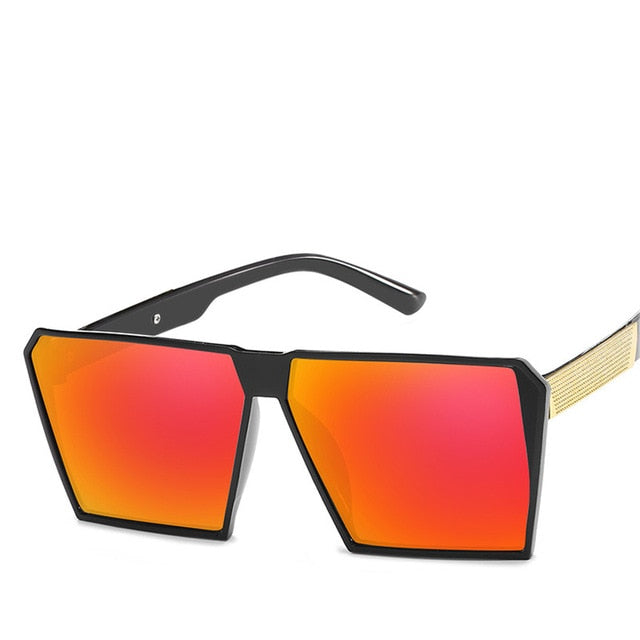 Unisex Reflective Oversized Square Sunglasses UV400 Full Coverage Lightweight
