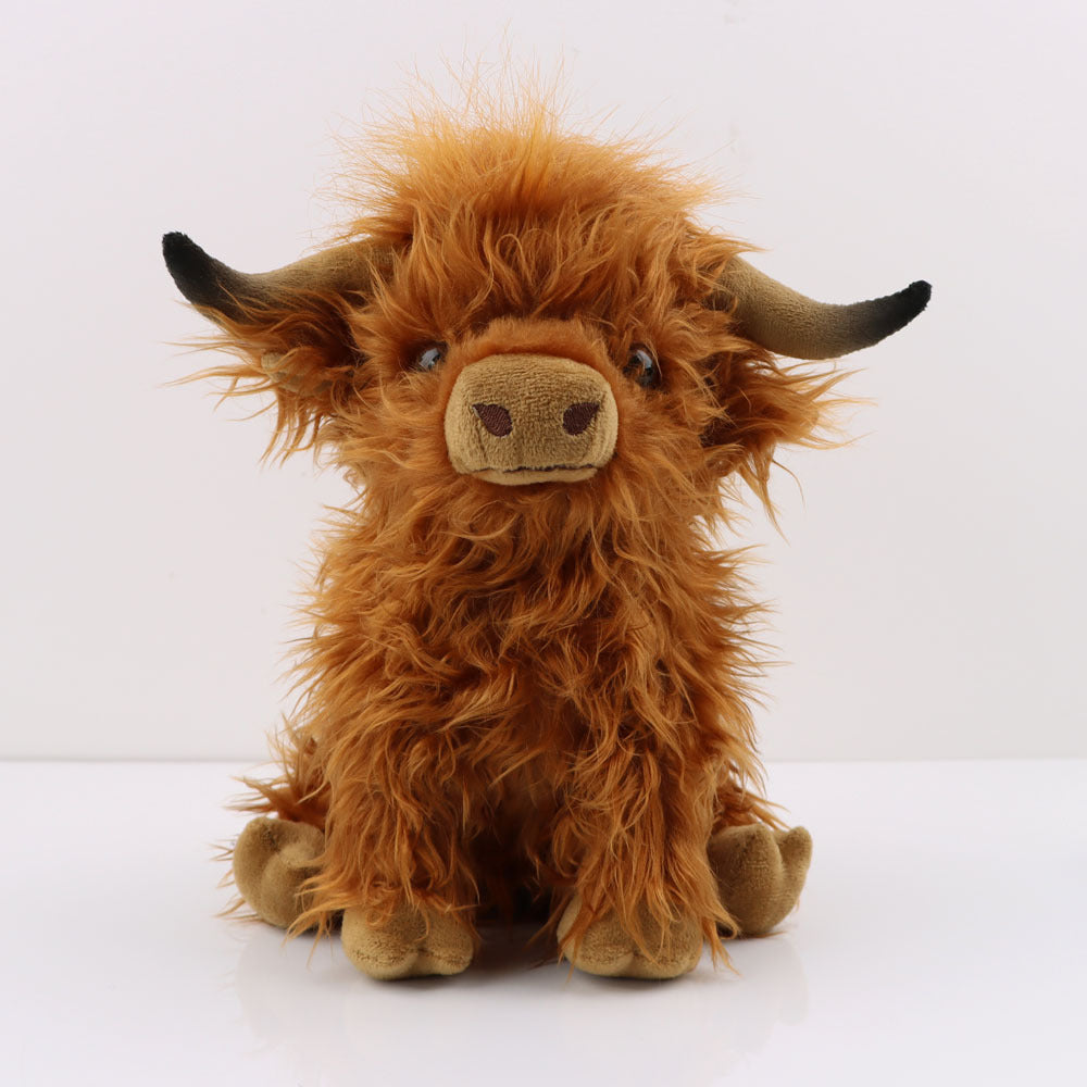 Highland Cow Plush Toy 25cm Realistic Shaggy Fur Soft Toy Durable Bedroom Decor