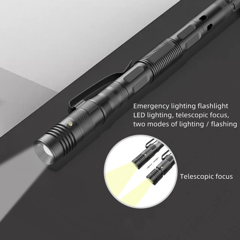 Tactical Pen LED Flashlight Emergency Glass Breaker EDC Survival Tool Aluminium