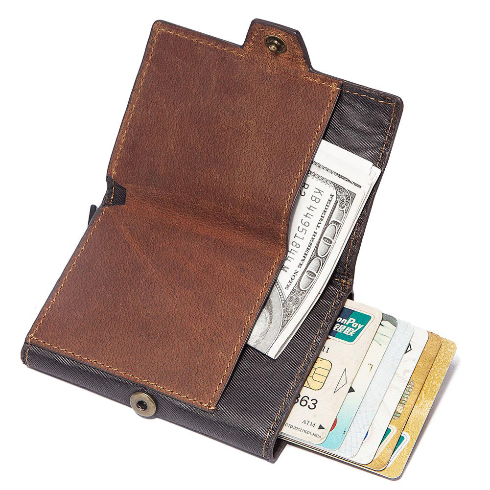 Men's Leather Card Holder Slim RFID Blocking Wallet Multiple Slots Secure Storage