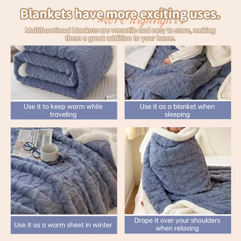 Double-Layer Polar Fleece Blanket for Winter Comfort, Thick and Soft Insulation