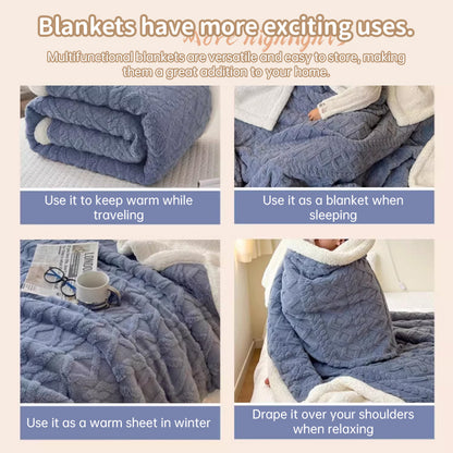 Double-Layer Polar Fleece Blanket for Winter Comfort, Thick and Soft Insulation