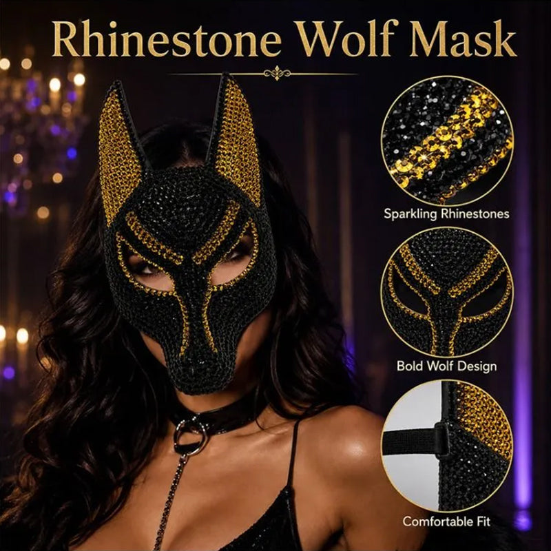 Full Face Anubis Mask Rhinestone Embellished Elastic Strap Halloween Masquerade