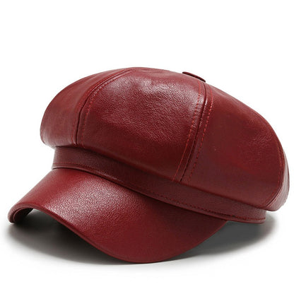 Faux Leather Hat Unisex Baker Boy Cap Newsboy Gatsby Cabbie Fashion Accessory