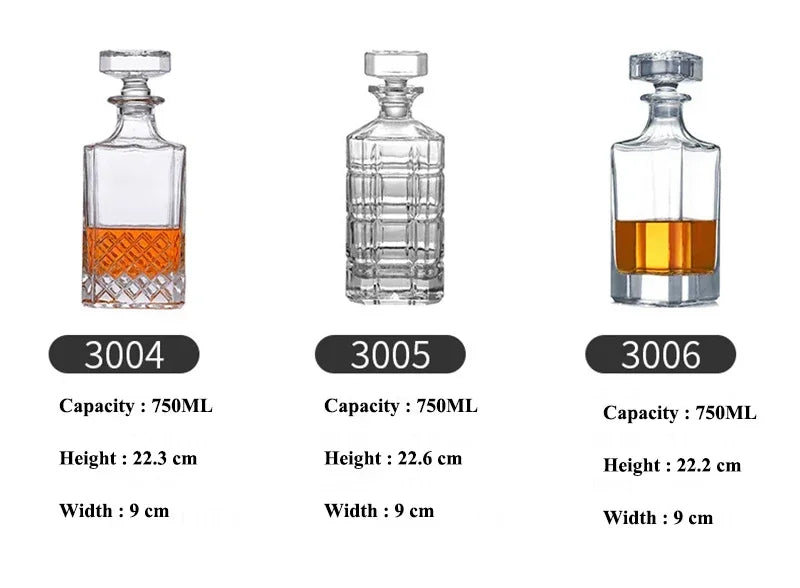 Luxury 750ML Lead-Free Crystal Glass Whiskey Decanter Essential Home Bar Item