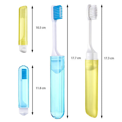 Folding Travel Toothbrush Protective Case Ultra Soft Bristles Compact Handle