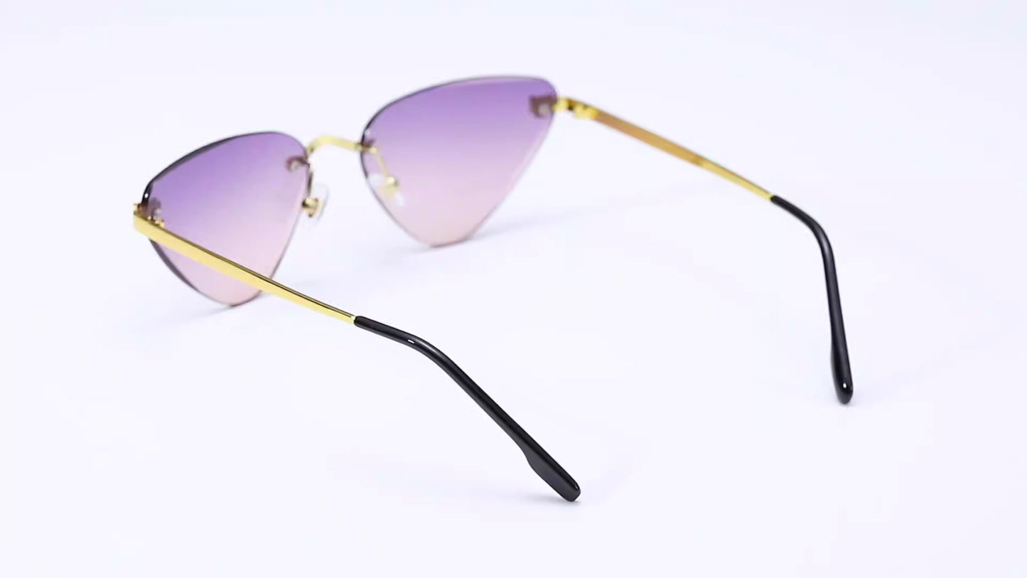 Women's Rimless Cutaway Sunglasses with UV400 Protection and Lightweight Design
