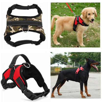 Adjustable Dog Harness Handle Large & Small Pet Supplies No-Pull Red Black Camo