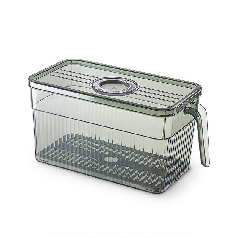 Refrigerator Storage Box Drainable Sealed Stackable Handle Lid Removable Tray
