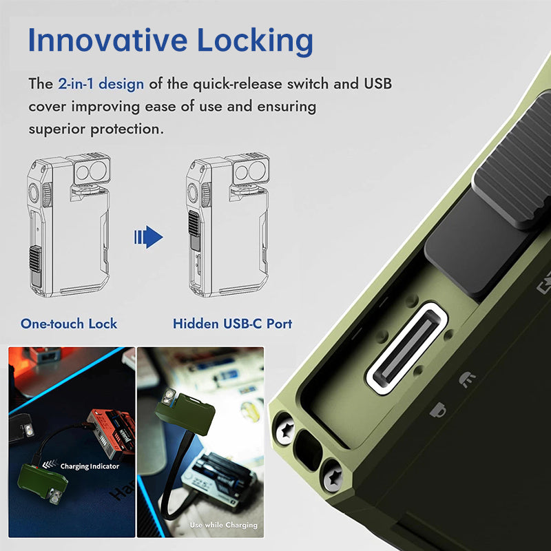 EDC Pocket Torch 400 Lumens Dual White RGB Lighting USB-C Efficient Rechargeable