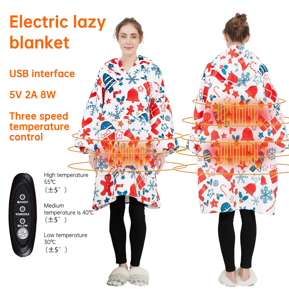 USB Heated Blanket Hoodie with Integrated Pouch Electric Machine Washable Design
