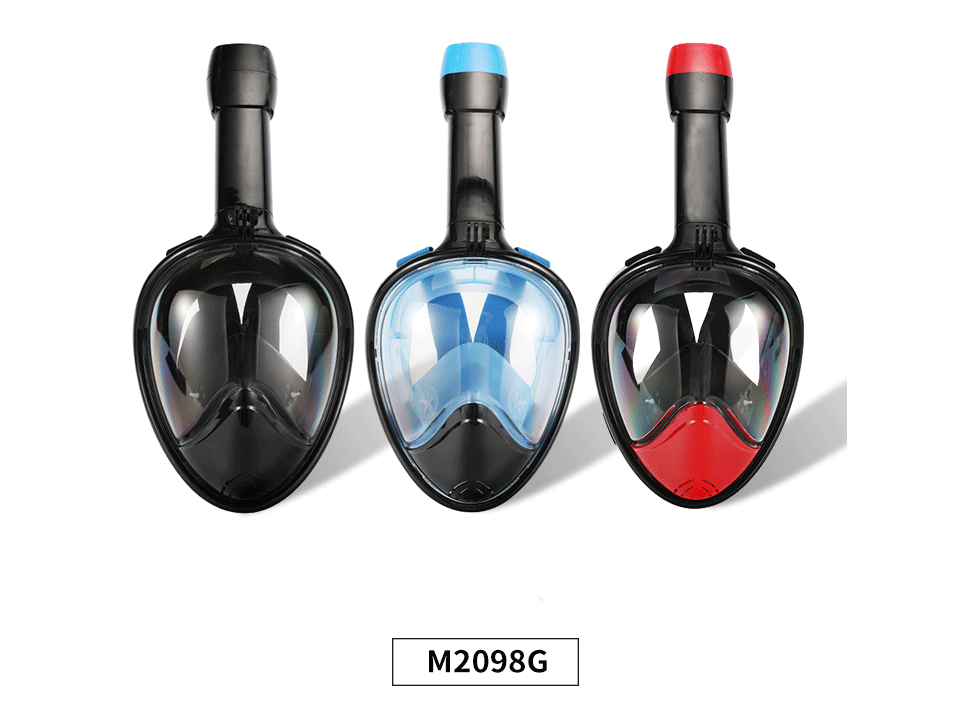2098G Silicone Full Dry Snorkeling Diving Mask Polycarbonate Goggles Set