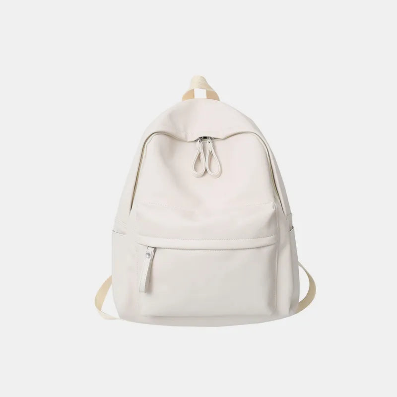 Faux Leather Backpack Zip Closure Adjustable Shoulder Straps Durable Spacious