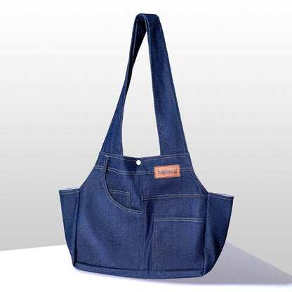 Pet Carrier Backpack Denim Ventilated Comfortable Secure Pets Cat Dog Dogs
