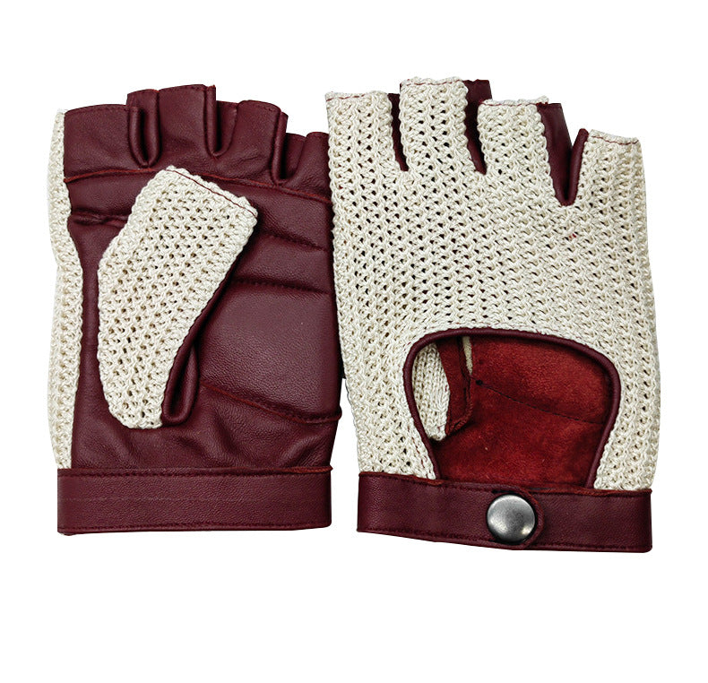 Men's Half-Finger Leather Cycling Gloves - Breathable & Windproof Outdoor