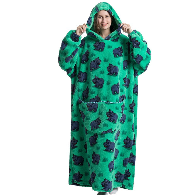 Oversized Blanket Hoodie Adults Ultra-Soft Warm Long Hooded Fleece Pockets