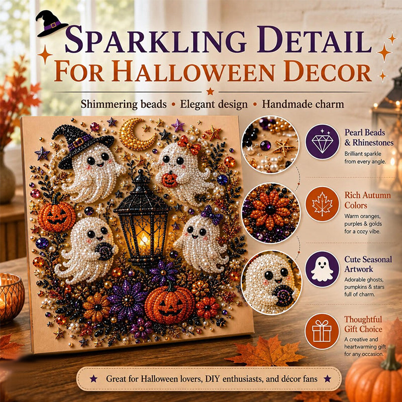 Diamond Art Kit Full Drill Halloween Ghost Crow Cat Pumpkin Skull Wall Decor