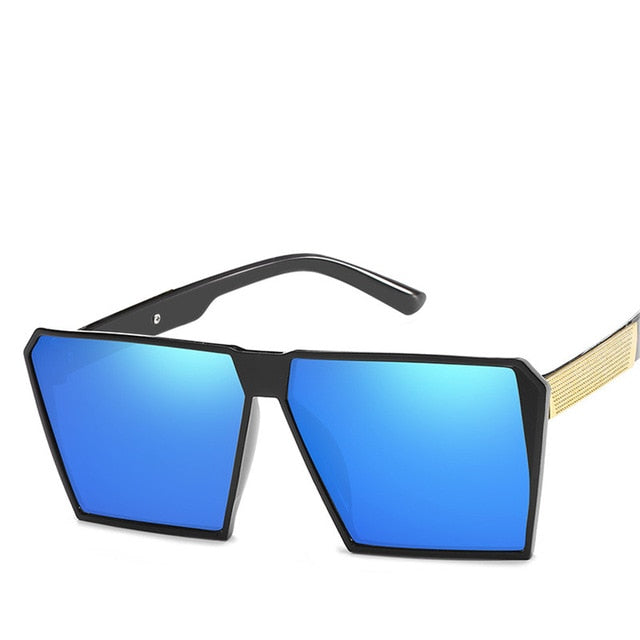 Unisex Reflective Oversized Square Sunglasses UV400 Full Coverage Lightweight